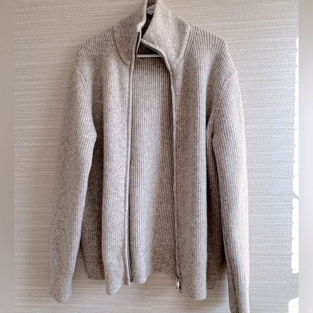 H&M Light khaki/gray Knit Zip-Up sweater jacket - Picture 6 of 9